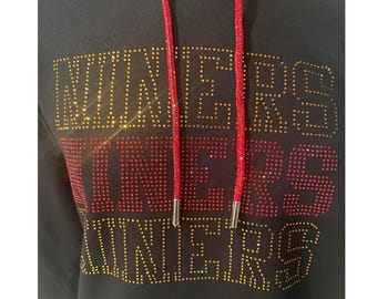 Niners Hoodie, Rhinestone Hoodie, San Francisco Sweatshirt, Niners, Football Bling Shirt