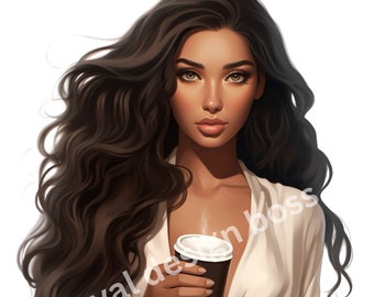 Mode meisje clipart, mode clipart, koffie clipart, mode illustratie, meisje clipart, mode meisje png, koffie meisje clipart