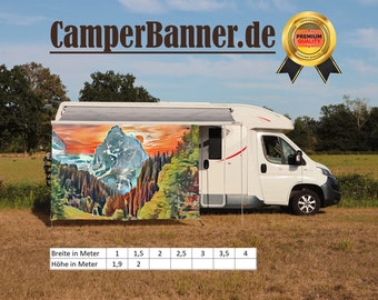 Wohnmobil Camping Sichtschutz Sonnenschutz Markisen Vorzelt Berge, Fluss,  Wald Stil - .de
