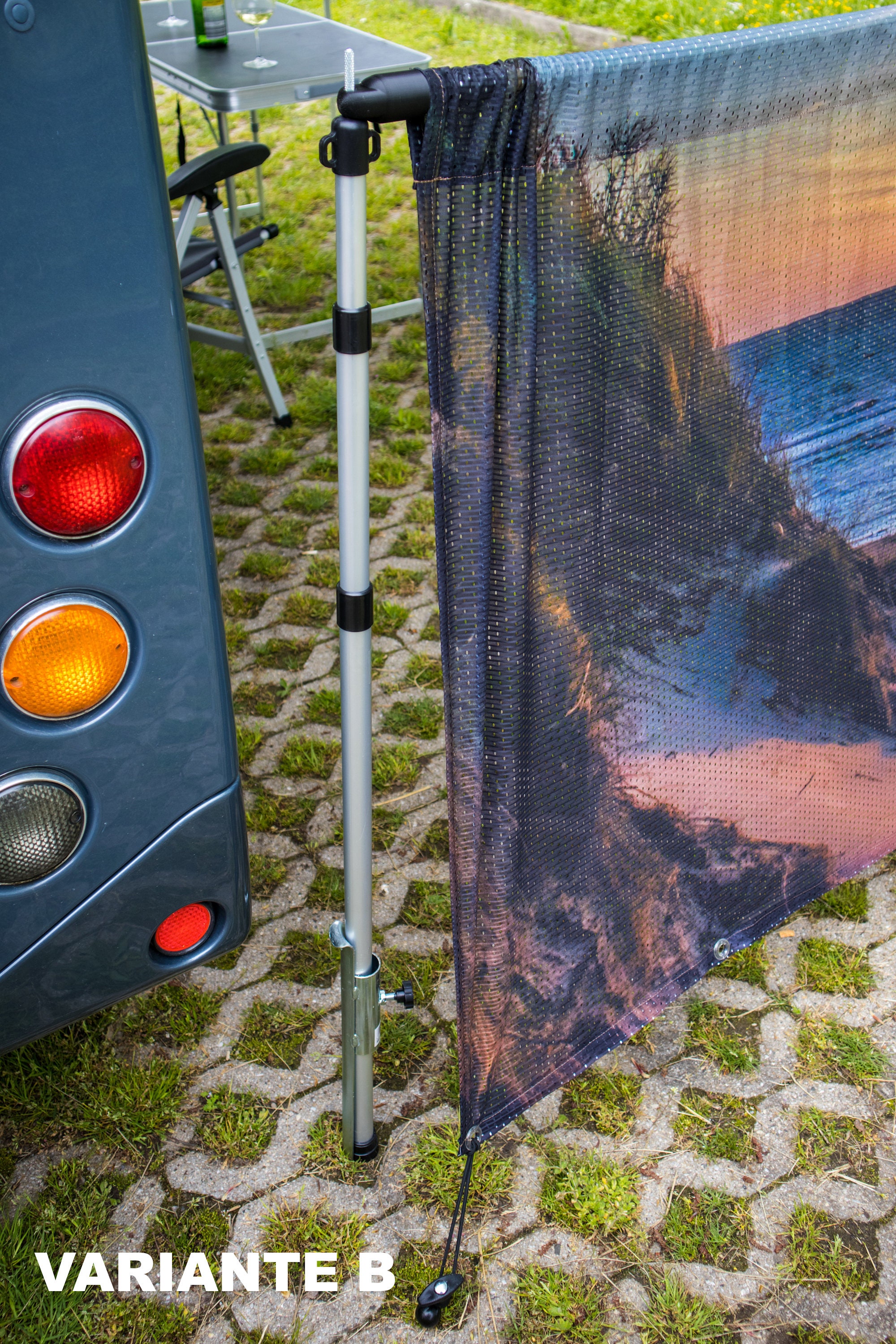 Personalisiertes Seitenbanner Wohnmobil Wohnwagen Camping Sichtschutz