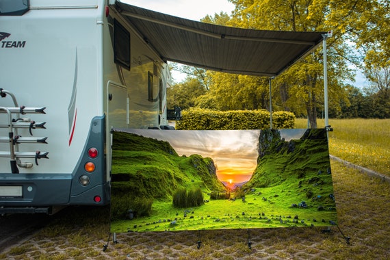 Wohnmobil Seitenbanner Wohnmobil Wohnwagen Camping Sichtschutz Sonnenschutz  Regenschutz Windschutz Keder Markisen Vorzelt Steine Sonne Kreis -   Schweiz