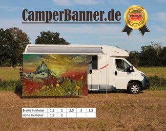 Mobile home camping privacy protection sun protection awnings awning alpine meadow style van Gogh