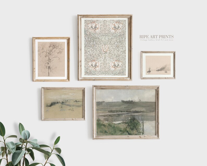 Neutral Gallery Wall Art Set of 5 Collection of Vintage Etsy