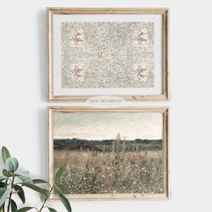 Gallery Wall Art Set of 2 prints, Vintage Floral painting, Country Field Printable DIGITAL | SET02_4