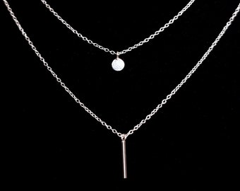 Dubbellaagse ketting, 925 zilveren ketting, twee strengen ketting, ketting esthetisch, gelaagde ketting, Valentijnsdag geschenk