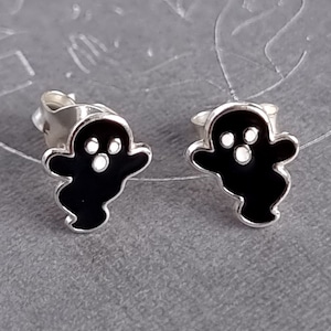 Halloween Ghost Stud Earrings, Sterling Silver Stud Earrings, Halloween Ghost Earrings, Cute Ghost Ear Studs
