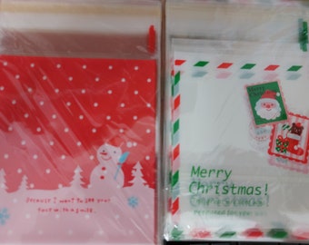 X'mas Snow man Santa Claus ~ Stamp pattern Fancy Accessories candy little gift adhesive bag