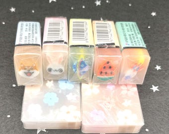 Cutie Watermelon fruit space explorer Rabbit Puppy Dinosaur Animals pattern Eraser