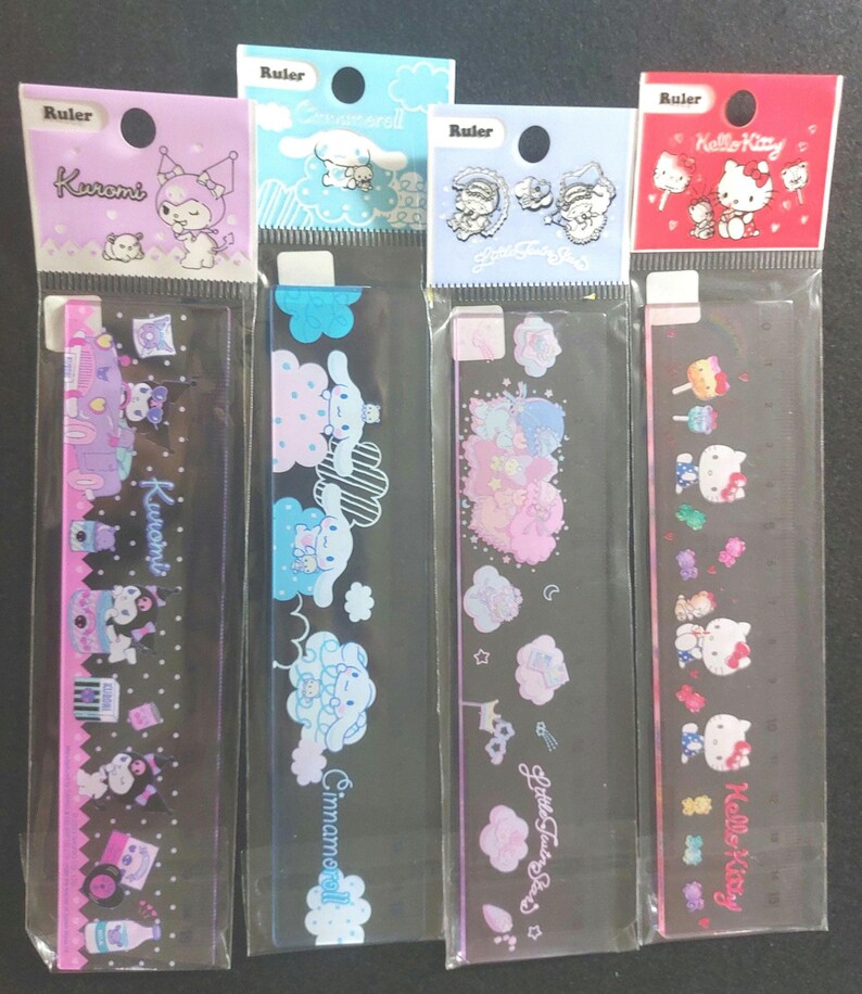 Hello Kitty Ruler Designs Little Twin Stars Hello Kitty Cinnamoroll Melody 15cm Ruler ~ - Etsy