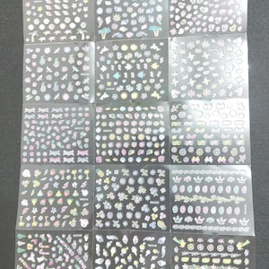 DIY Accessories Design Nail Glitter flower sweets Stickers small 12pcs