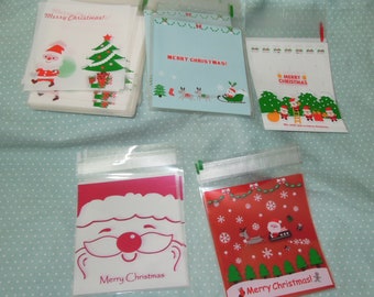 Red White X'mas Tree Snow man Santa Claus Fancy Accessories candy little gift adhesive bag