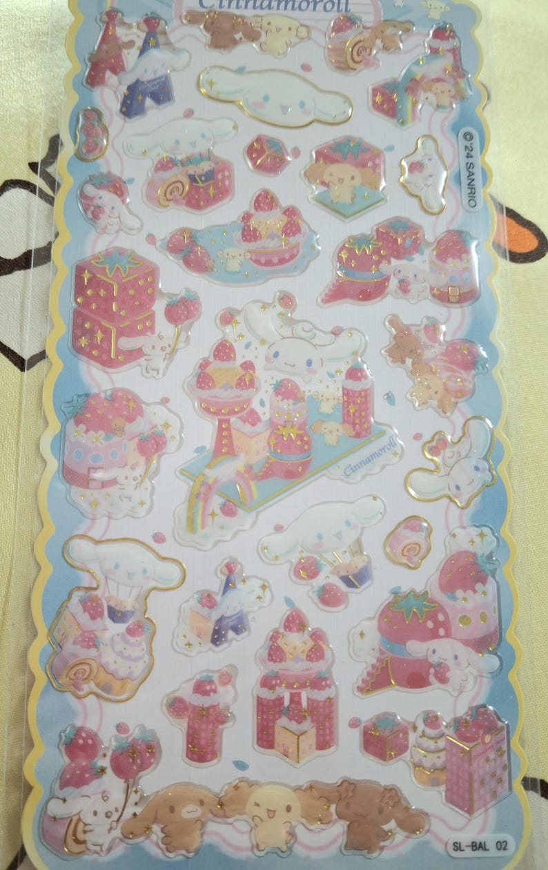 Cinnamoroll Racing Cinnamoroll Gel Stickers Cake Sweet Racing Strawberry Ice Cream Pattern ...