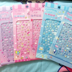 Cartoon Melody Kuromi Cinnamoroll Pochacco Hello Kitty Style Nail DIY Decoratie Stickers snoep muziek