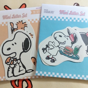 Mini juego de cartas con patrón de camarero comiendo hamburguesas de Snoopy, Lucy Woodstock, estilo vintage