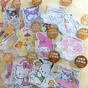 Pegatinas decorativas DIY de Hello Kitty Kuromi Melody Purin Cinnamoroll Pochacco x 2