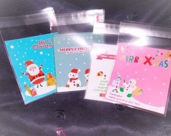 X'mas Tree Snow man Santa Claus Fancy Accessories candy little gift adhesive bag