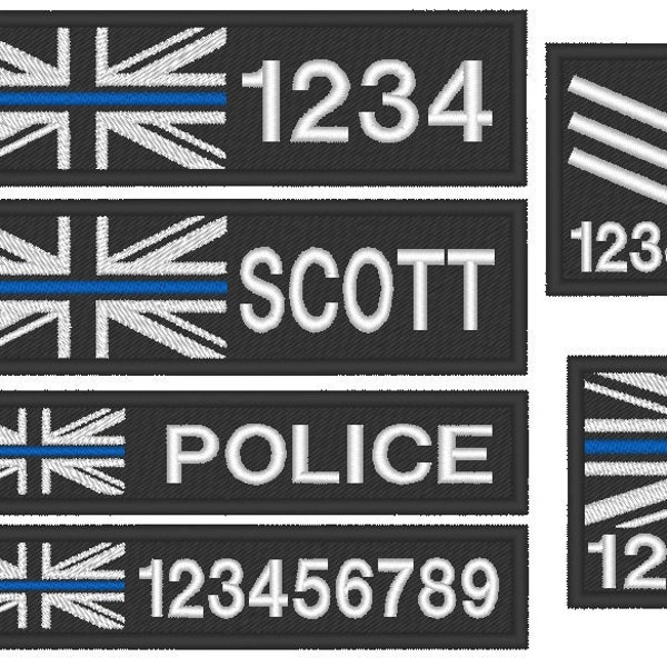 Custom Thin Blue Line Emergency Services Name Patch Personalised Hook Backed