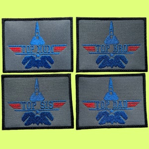 Patch papa maman frère TopGun Patch insigne brodé crochet mot drôle nouveauté moral