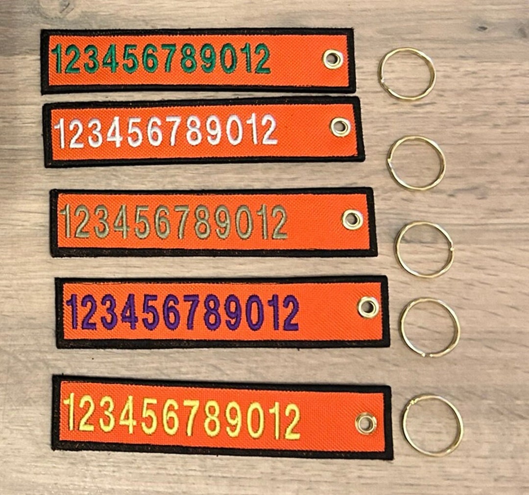 Personalised Orange Key Rings Custom Tactical Name Biker Keys Number