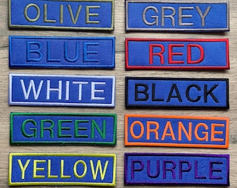 AZUL Costurar em fita de nome personalizada Emblema Emblema Número de identificação