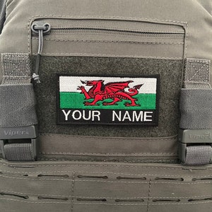 Custom Wales Welsh Name Patch Personalised 100x50mm Hook Backed