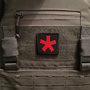 RED ARV STAR Polizei-Moral-Patch, 50 x 50 mm, zum Aufhaken oder Aufnähen