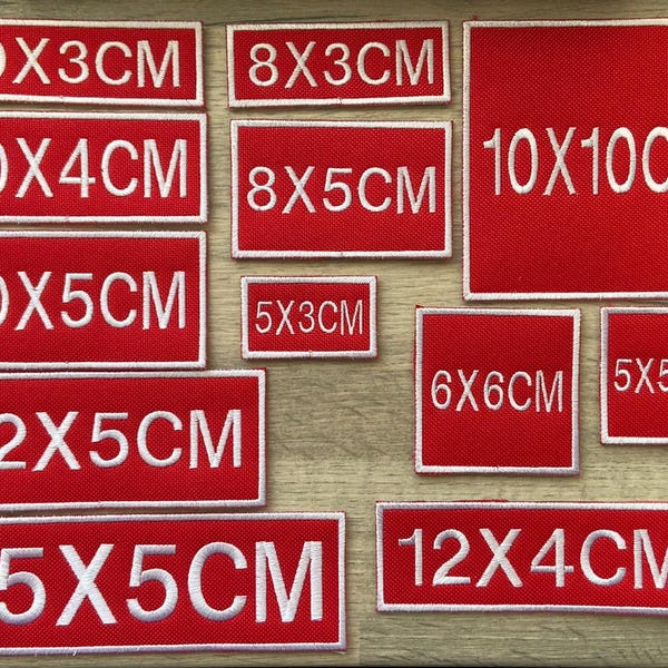 刺繍ネームパッチ 各種サイズ プレミアム品質 縫い付けパッチ 赤