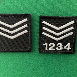 Benutzerdefinierter Namensaufnäher, personalisierbar, Sergeant, 50 x 50 mm, Hakenrückseite