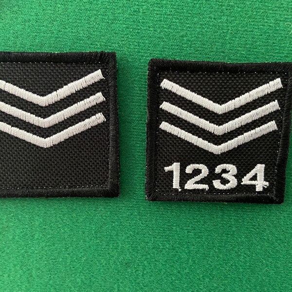 Benutzerdefinierter Namensaufnäher, personalisierbar, Sergeant, 50 x 50 mm, Hakenrückseite