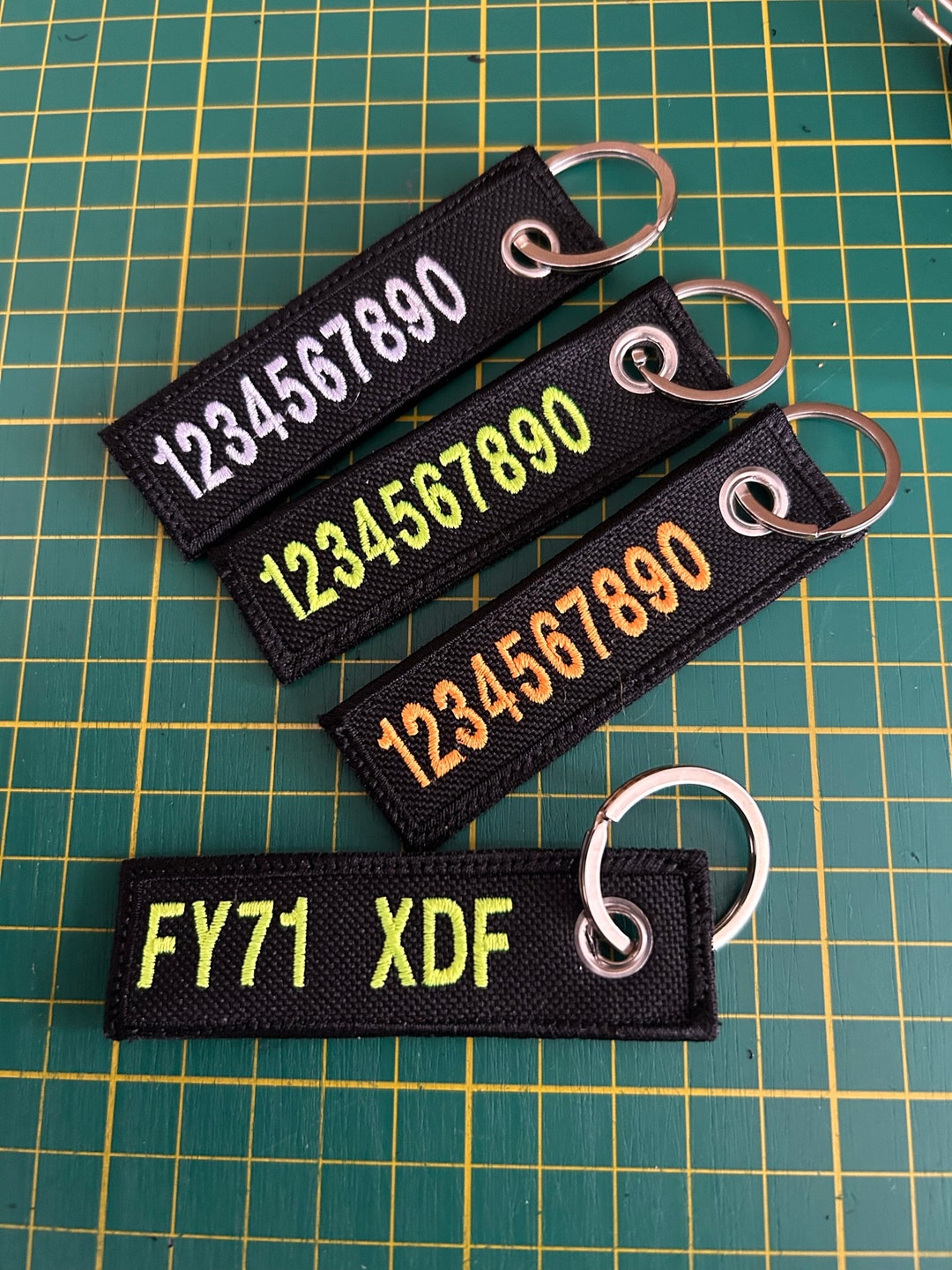 Personalised Key Rings Custom Tactical Name Biker Keys Number Plate Tag