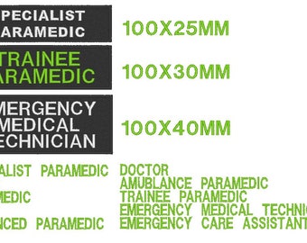 Medic Identifier Morale Patch Namensband NHS Paramedic Rank ID Hook Backed