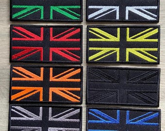 Parche de moral con la bandera británica, 80 x 45 mm. Disponible en varios tipos de reverso.