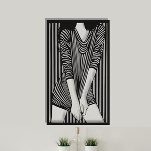 Linear Woman Silhouette Metal Wall Art: Modern Home Decor