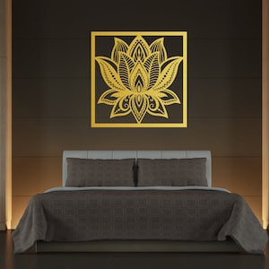 Decorazione murale in metallo con fiore di loto: decorazione per la sala yoga