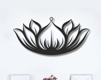 Metal Lotus Flower Wall Art, Yoga Decor