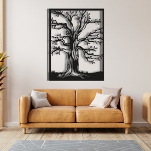 Metal Winter Tree Decor, Autumn Tree Wall Art, Tree Wall Decor, Metal Wall Art, Framed Tree Decor, Livingroom Decor, Large Wall Art imagen 3