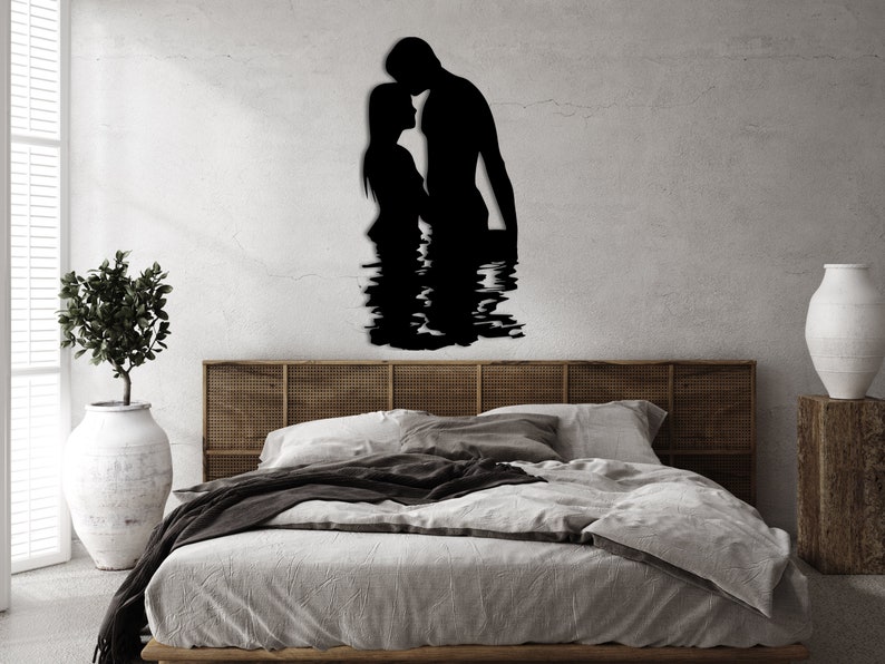 Couple Metal Wall Art, Metal Wall Sculpture for Lovers, Metal Wall