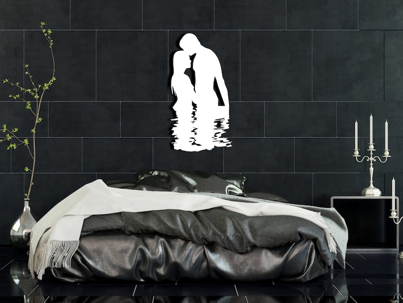 Couple Metal Wall Art, Metal Wall Sculpture for Lovers, Metal Wall