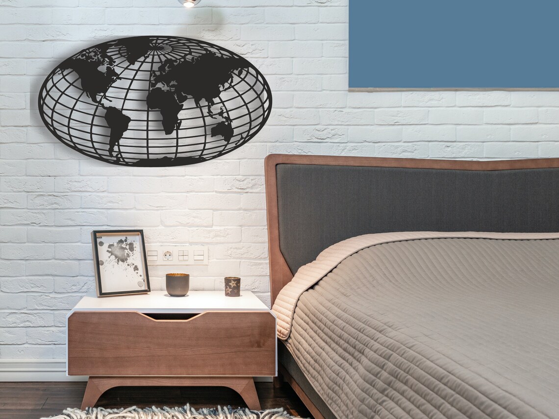 Metal Wall Art World Map Globe Wall Art Globe Wall Art Etsy