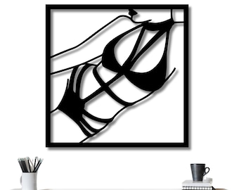 Sensual Metal Body Silhouette: Modern Bedroom Wall Art