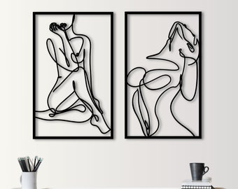 Minimalist Line Art: Women Metal Wall Decor