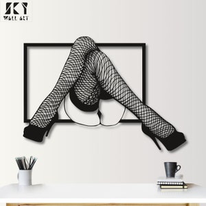 Woman metal wall art, Stocking wall art decor, Woman in stocking wall art, Sexy wall art, Highheels wall decor, Bedroom wall art, sexy decor