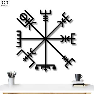 Vegvisir Viking Metal Wall Art, Nordic Compass Decor, Scandinavian Norse Wall Hanging, Vegvisir Wall Hanging, Nordic Viking Metal Sign
