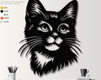 Handgemaakte metalen kattenmuurkunst: modern kattendecor