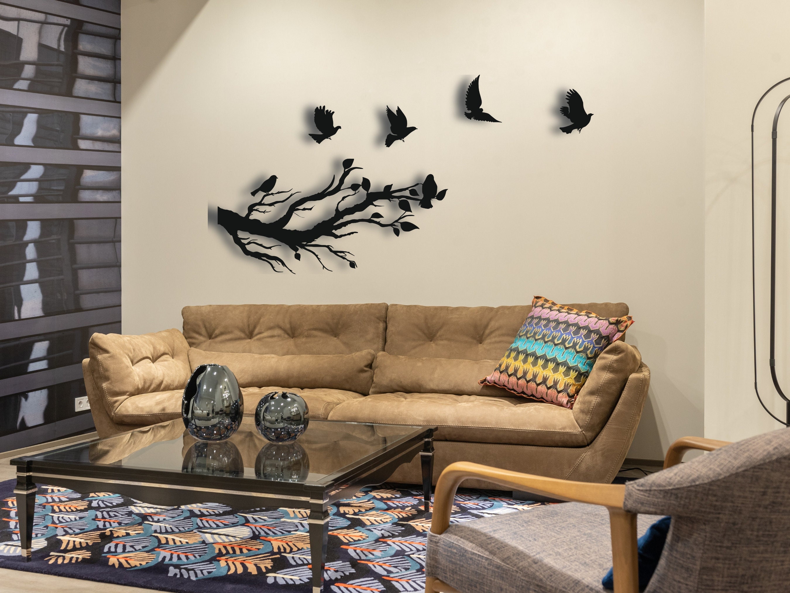 Metal Wall Decor, Living Room Wall Art, Flying Birds Wall Art, Birds on ...