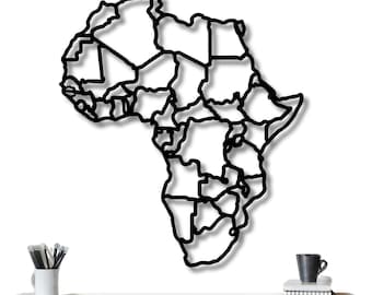 Geometrische kaart van Afrika op metaal: moderne minimalistische decoratie