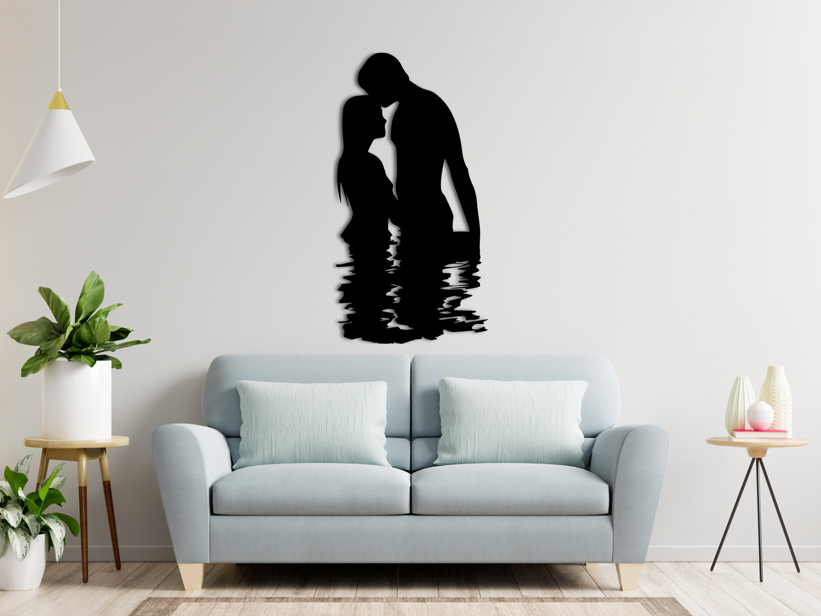 Couple Metal Wall Art, Metal Wall Sculpture for Lovers, Metal Wall