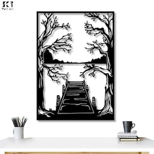 Mountain Lake Metal Wall Art: Nature Home Decor, Modern Landscape Home Art, Rustic Metal Mountain Lake Wall Art, Nature Home Wall Decor image 1