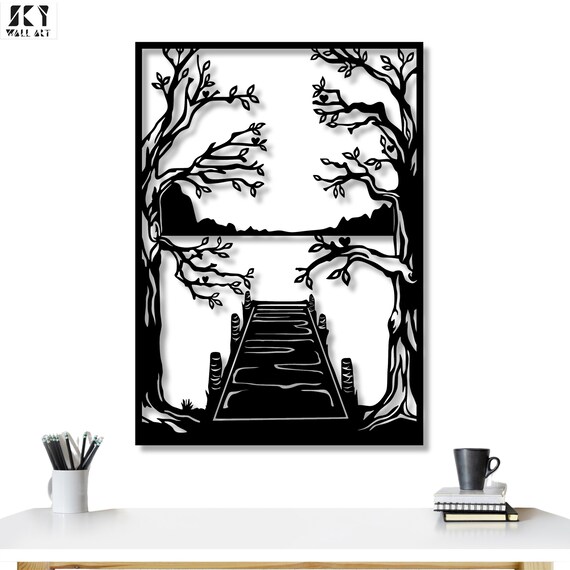 Mountain Lake Metal Wall Art: Nature Home Decor, Modern Landscape Home Art, Rustic Metal Mountain Lake Wall Art, Nature Home Wall Decor