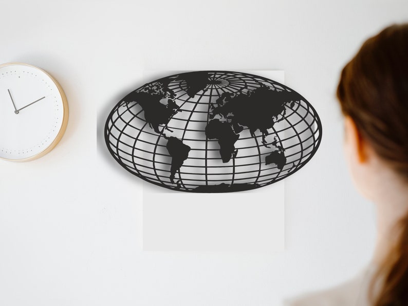 Metal Wall Art World Map Globe Wall Art Globe Wall Art Etsy
